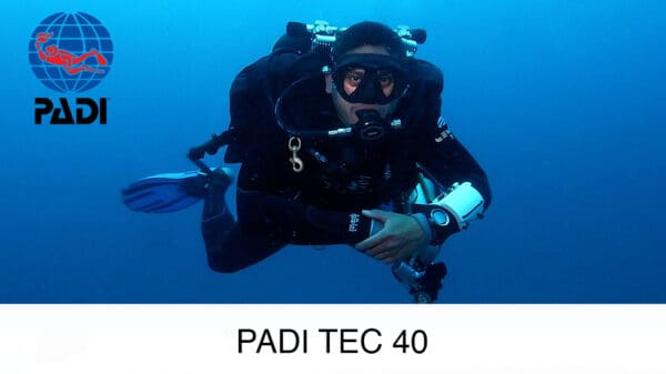 A man in scuba gear is underwater and holding something.