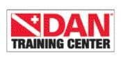 A red and white logo for the padi training center.