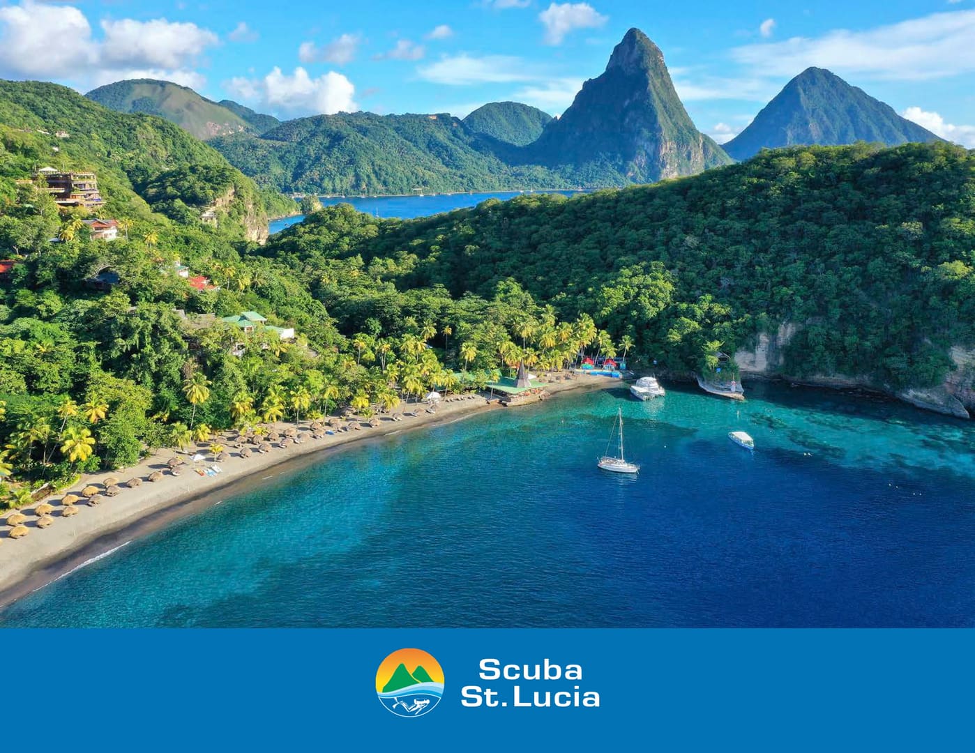 A picture of the ocean and mountains in st. Lucia