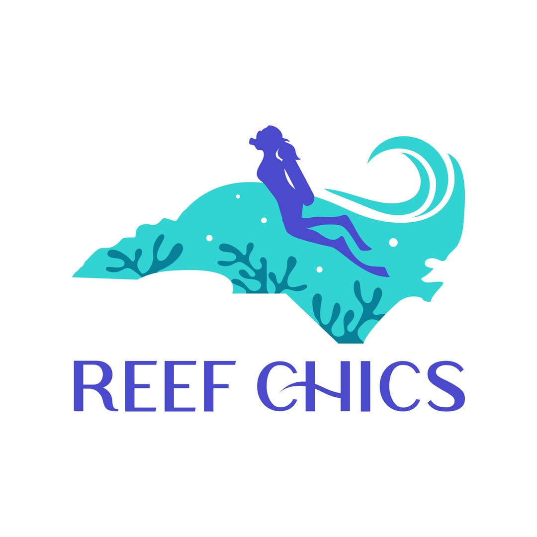 Reef Chics logo with a woman diving.